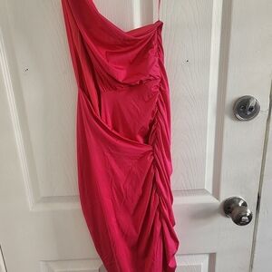 Pinko Vibrant Pink One Shoulder Dress